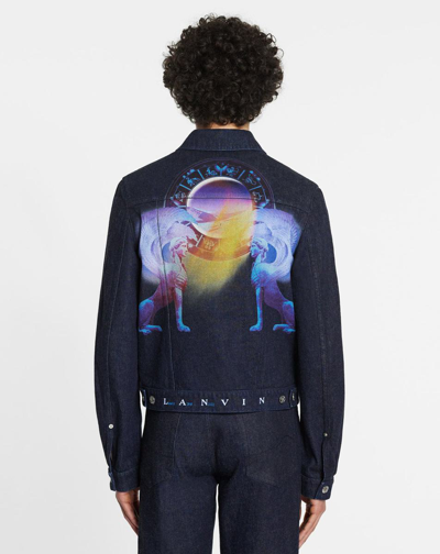 Shop Lanvin Sci-fi Prt Dnm Jkt Clothing In 29 Navy Blue