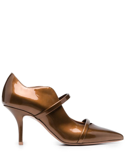 Shop Malone Souliers Maureen Metallic Patent Leather Pumps In Brown