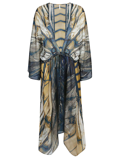 Shop Mona Swims Silk Beach Cover-up Kimono In Multicolour