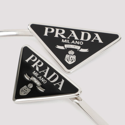 Shop Prada Brass Hair Pin Pins In Black