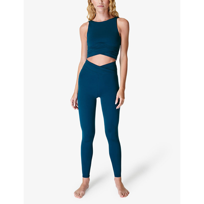 Shop Sweaty Betty Women's Colossal Blue All Day Wrap-waist Stretch-woven Leggings