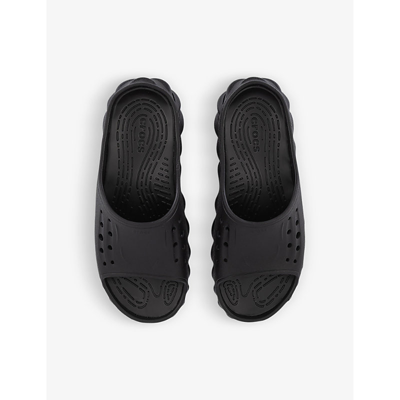 Shop Crocs Men's Black Echo Logo-embossed Rubber Sliders