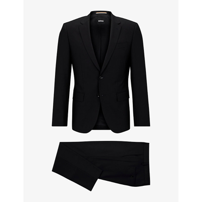 Shop Hugo Boss Boss Men's Black Single-breasted Slim-fit Stretch-virgin Wool Suit