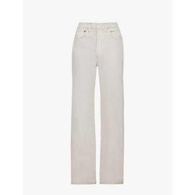Shop Re/done Women's Greyish Wide-leg High-rise Denim Jeans