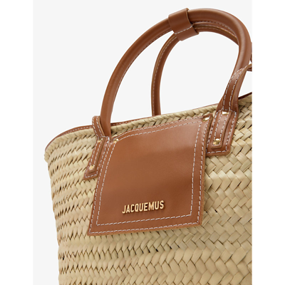 Jacquemus Light Brown 2 Le Panier Soleil Palm-leaf Tote Bag In Light Brown 2