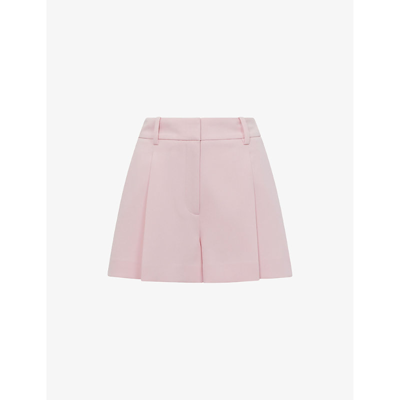Shop Reiss Women's Pink Marina Pleated Woven Shorts