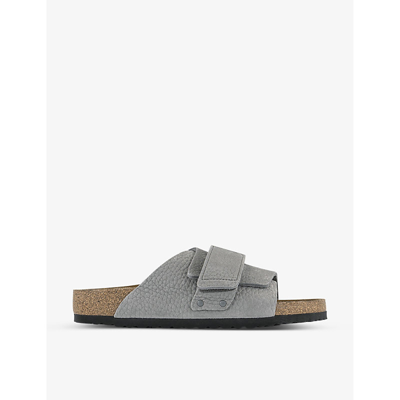 Shop Birkenstock Kyoto Adjustable-fastened Leather Sandals In Desert Buck Whale Grey