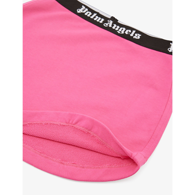 Shop Palm Angels Girls Fuchsia Black Kids Logo-waistband Cotton-jersey Skirt 6-12 Years