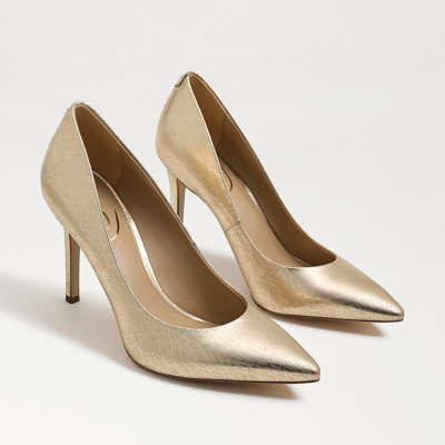 Shop Sam Edelman Hazel Pointed Toe Pump Gold Leaf Leather