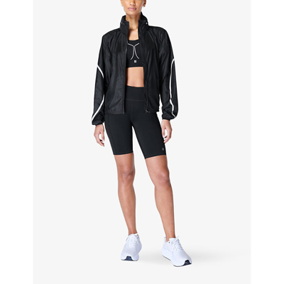 Shop Sweaty Betty Women's Black Pack Away Recycled-polyester Jacket