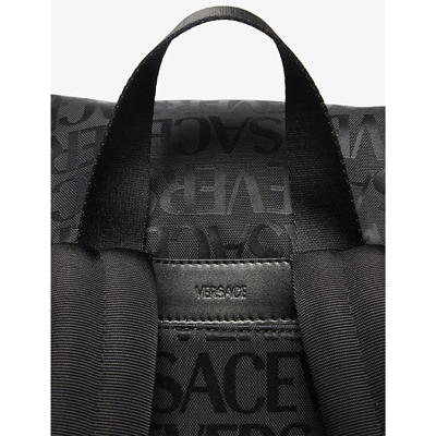 Shop Versace Men's Black Ruthenium Logo-print Shell Backpack