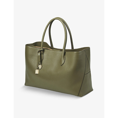 Shop Aspinal Of London Women's Olive London Grained-leather Tote Bag