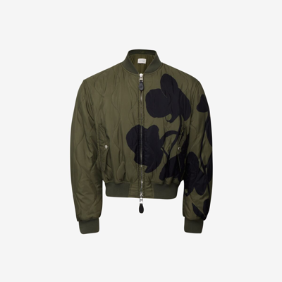 Shop Alexander Mcqueen Orchid Bomber Jacket In Khaki/black