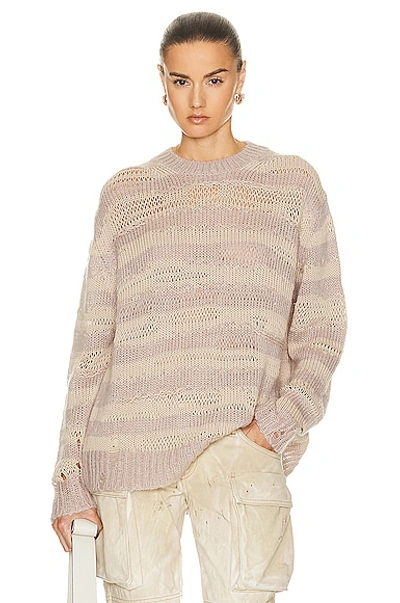 Shop Acne Studios Distressed Sweater In Warm Beige & Champagne