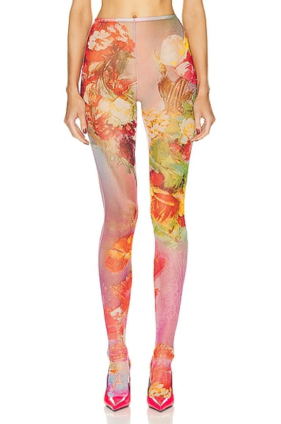 JEAN PAUL GAULTIER PRINTED ALL OVER FLOWERS LEGGING 