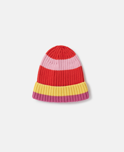 Shop Stella Mccartney Striped Beanie Hat In Red