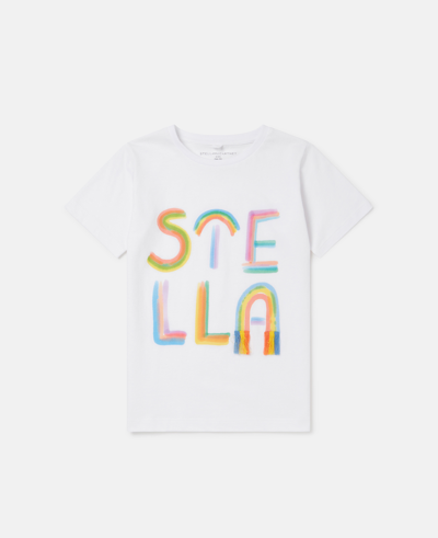 Shop Stella Mccartney Stella Logo Rainbow T-shirt In Blue