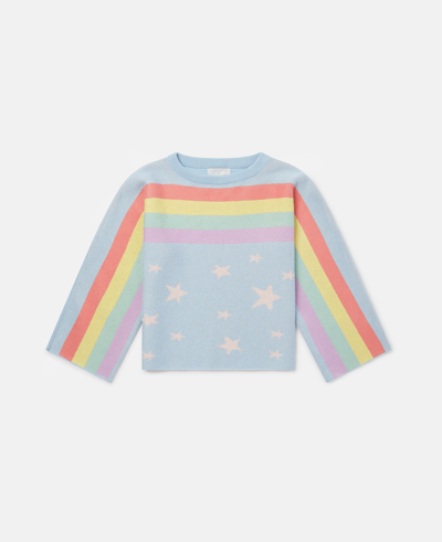 Shop Stella Mccartney Rainbow Star Print Jumper In Light Blue