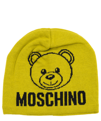 Shop Moschino Teddy Bear Beanie In Green