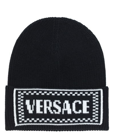 Shop Versace Beanie In Black