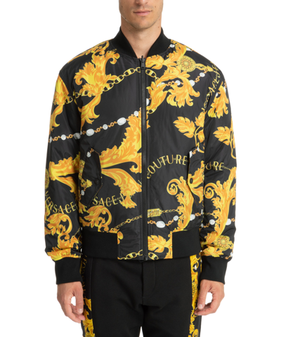 Shop Versace Jeans Couture Chain Couture Bomber Jacket In Black