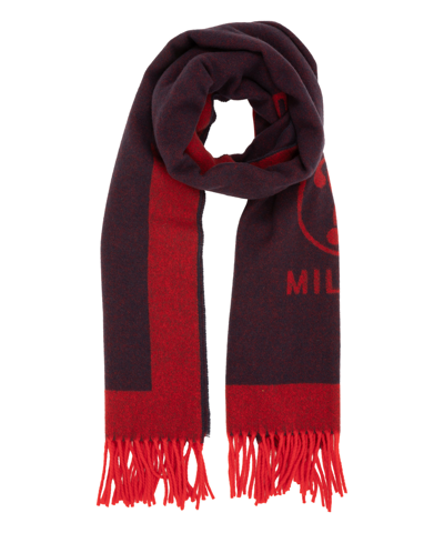 Shop Moschino Double Question Mark Wool Scarf In Red
