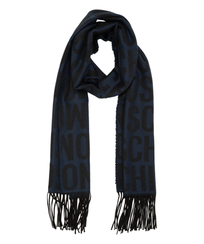 Shop Moschino Wool Scarf In Blue