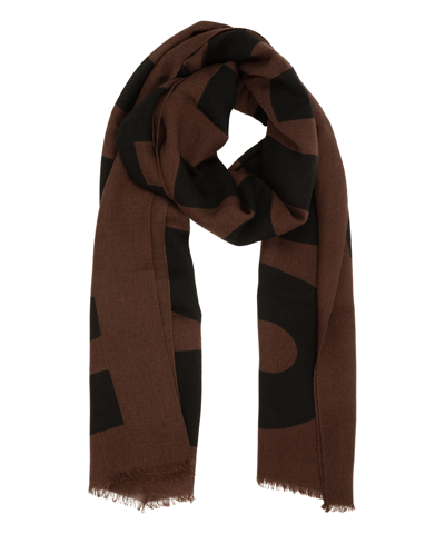 Shop Moschino Wool Scarf In Brown