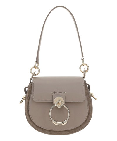 Shop Chloé Tess Small Shoulder Bag In Grey