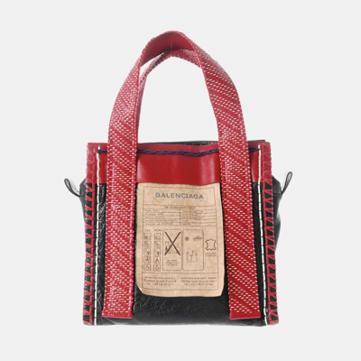 Pre-owned Balenciaga Red Leather Scaffolding Shopper Tote Bag