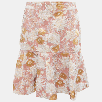 Pre-owned N°21 Nº21 Dusty Pink Jacquard Flared Mini Skirt M