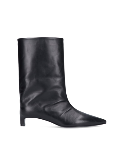 Shop Jil Sander Leather Ankle Boots In Black  