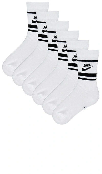 Nike 3 Pack Crew Socks In White  Black  & Black