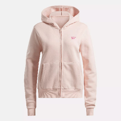 Shop Reebok Women's  Identity Small Logo Fleece Full-zip Sweatshirt In Pink