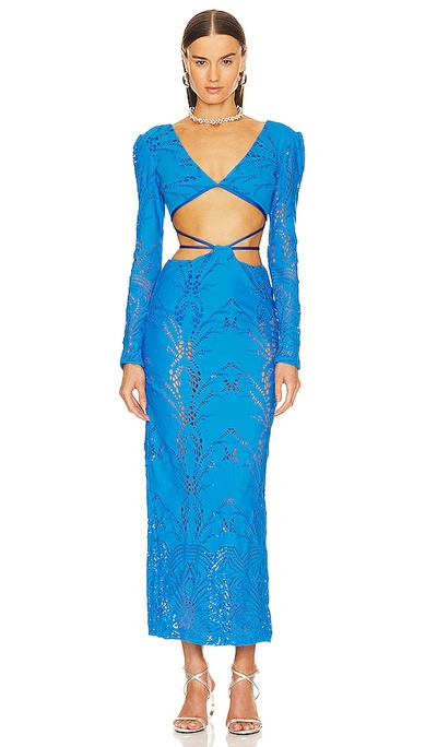 Shop Patbo Stretch Lace Maxi Dress In Blue