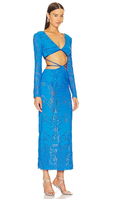 Shop Patbo Stretch Lace Maxi Dress In Blue