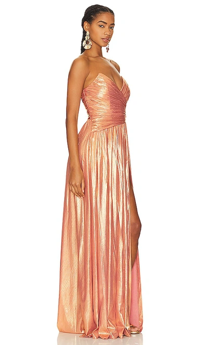Retroféte Waldorf Floor-length Dress In Peach