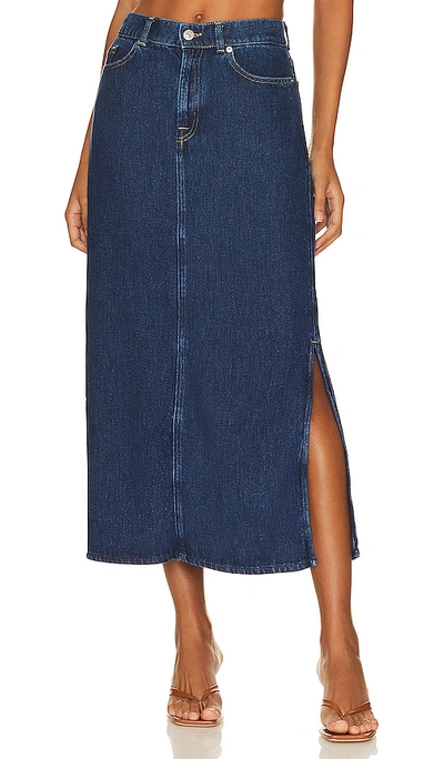 Shop 7 For All Mankind Maxi Denim Skirt In Blue