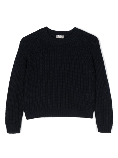 Shop Il Gufo Crew-neck Knitted Cotton Jumper In Blue