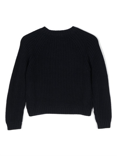 Shop Il Gufo Crew-neck Knitted Cotton Jumper In Blue