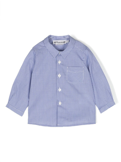 Shop Bonpoint Gingham Long-sleeve Shirt In Blue