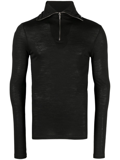Shop Jil Sander Logo-print Zip-detail Sweatshirt In Black