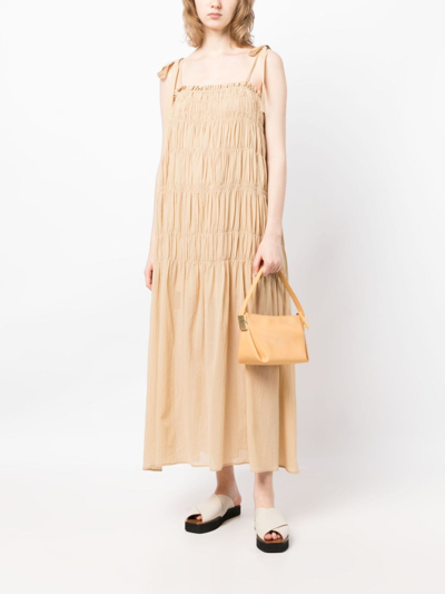 Shop By Malene Birger Vyra Gathered-detail Midi Dress In Nude