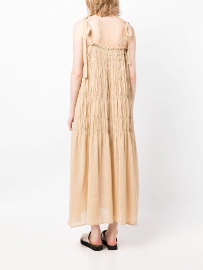 Shop By Malene Birger Vyra Gathered-detail Midi Dress In Nude