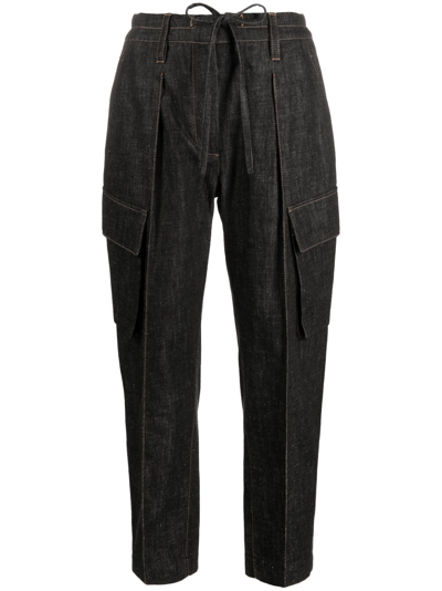 Shop Brunello Cucinelli Cropped Denim Trousers In Grey