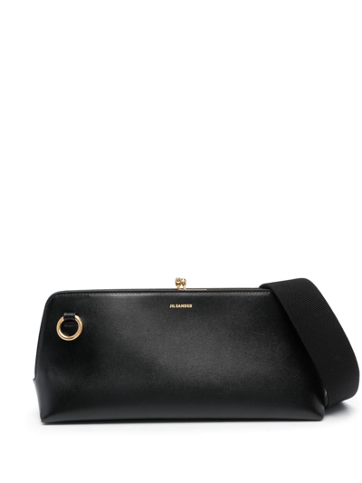 Shop Jil Sander Small Goji Leather Shoulder Bag In Schwarz