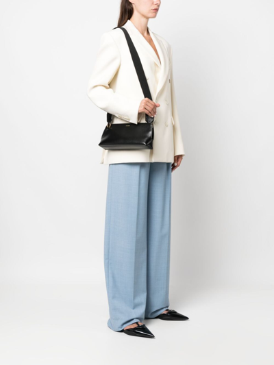 Jil Sander Small Goji Leather Shoulder Bag In Schwarz