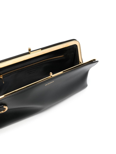 Jil Sander Small Goji Leather Shoulder Bag In Schwarz