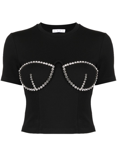 Shop Area Bustier-style Crystal-embellished T-shirt In Black