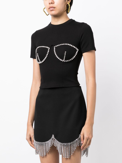 Area Bustier-style Crystal-embellished T-shirt In Black